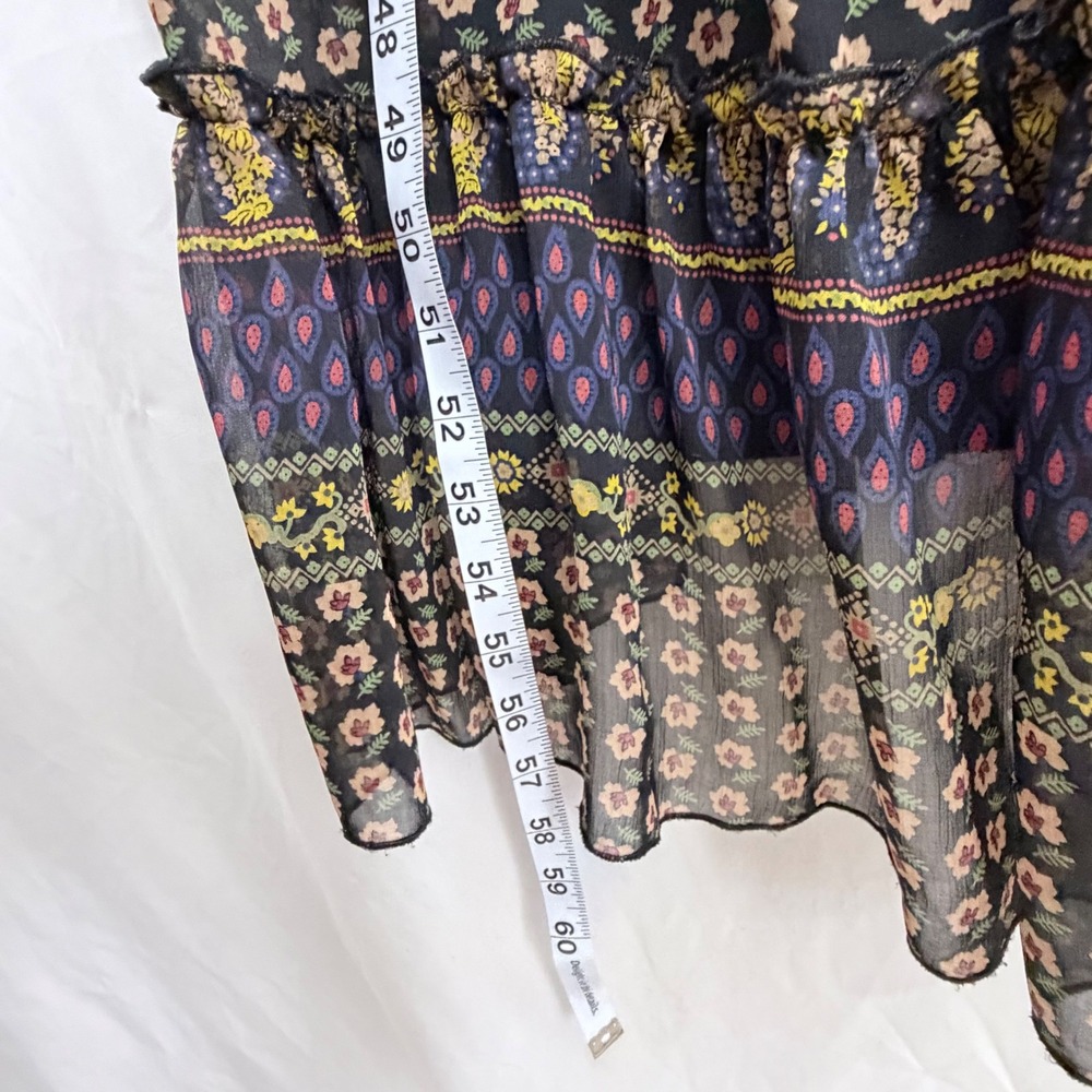 Belle du Jour Floral Print Maxi Dress Empire Waist Black Multi Women's M - Picture 5 of 6